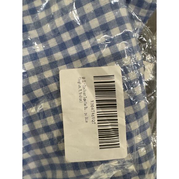 NWOT Women's Checkered Blue Tie Front Top White Country Retro Feminine Medium - Picture 12 of 13